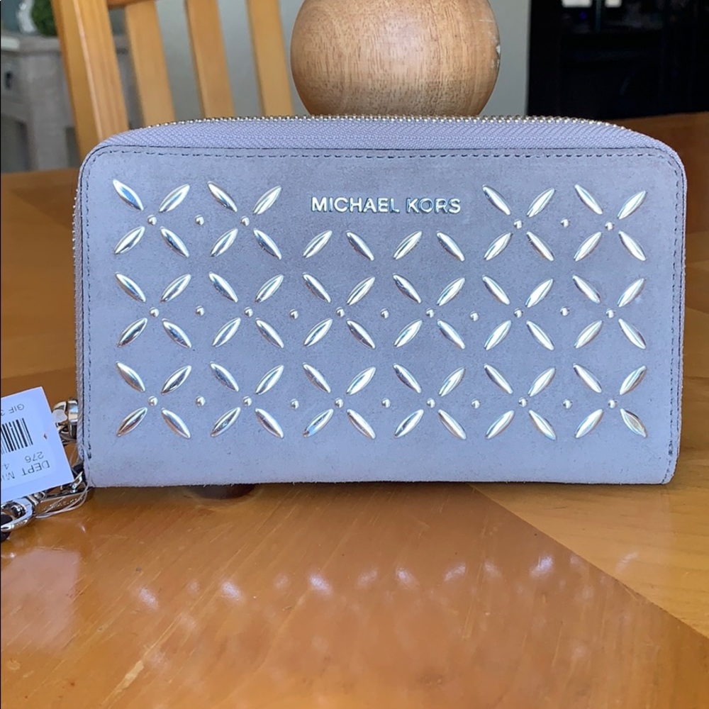 Michael Kors large leather wristlet/phone case